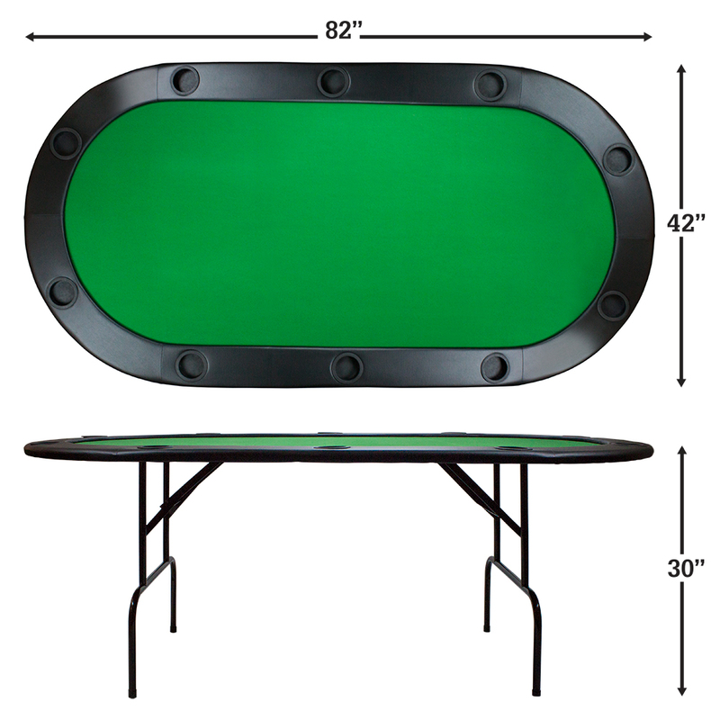 82 x 42inch Green Poker Table with Ten Cup Holders Full Size Online