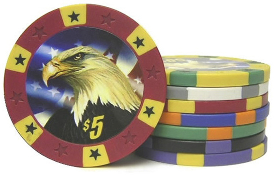 11.5 Gram Eagle Poker Chips (25/pkg) Blue - $10, 25 per Package